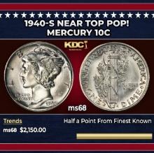 1940-s Mercury Dime Near Top Pop! 10c ms68 SEGS