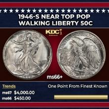 1946-s Walking Liberty Half Dollar Near Top Pop 50c ms66+ SEGS