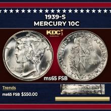 1939-s Mercury Dime 10c ms65 FSB SEGS