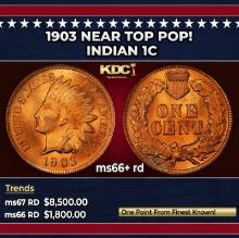 1903 Indian Cent Near Top Pop! 1c ms66+ rd SEGS