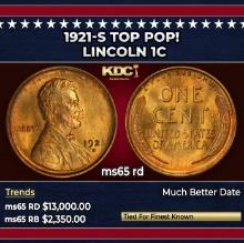 1921-s Lincoln Cent TOP POP! 1c ms65 rd SEGS