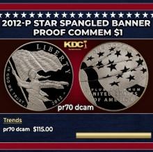 2012-P Star Spangled Banner Proof Modern Commem Dollar $1 pr70 dcam SEGS