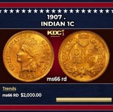 1907 Indian Cent . 1c ms66 rd SEGS