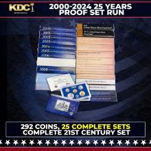 2000-2024 25 Proof Set Run - 292 Coins, 25 Complete Sets Comeplete 21st century Set