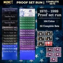 1970-1999 Proof Set Run 164 Coins 30 Complete Sets