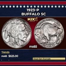 1923-p Buffalo Nickel 5c Grades ms65
