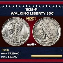 1935-p Walking Liberty Half Dollar 50c ms66+ SEGS