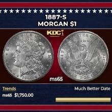 1887-s Morgan Dollar $1 ms65 SEGS