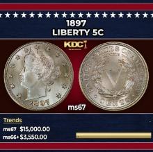 1897 Liberty Nickel 5c ms67 SEGS