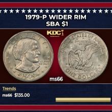 1979-p Wider Rim Susan B. Anthony Dollar $1 ms66 SEGS