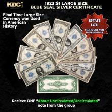 1x 1923 $1 Large Size Silver Certificate Grades AU/CU