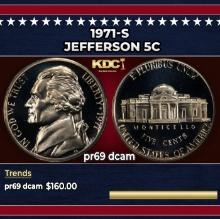 1971-s Proof Jefferson Nickel 5c pr69 dcam SEGS