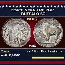1930-p Buffalo Nickel Near Top Pop 5c ms67 SEGS