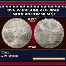 1994-w Prisoner of War Modern Commem Dollar $1 ms70 SEGS