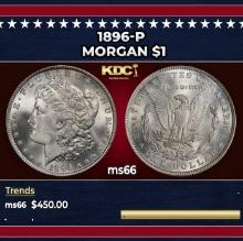1896-p Morgan Dollar $1 Grades ms66