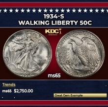 1934-s Walking Liberty Half Dollar 50c ms65 SEGS