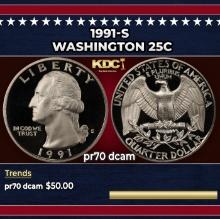 1991-s Proof Washington Quarter 25c pr70 dcam SEGS