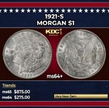1921-s Morgan Dollar $1 Grades ms64+