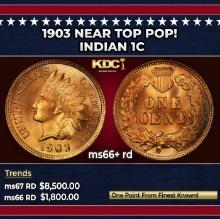 1903 Indian Cent Near Top Pop! 1c ms66+ rd SEGS