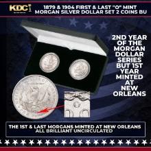 1879 & 1904 First & Last "O" Mint Morgan Dollar Set 2 Coin BU