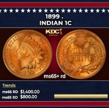 1899 Indian Cent . 1c ms65+ rd SEGS
