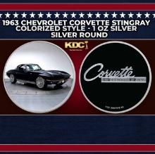 1963 Chevrolet Corvette Stingray Colorized Style - 1 oz Silver Round Round