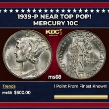 1939-p Mercury Dime Near Top Pop! 10c ms68 SEGS