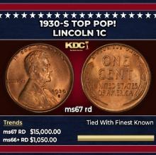 1930-s Lincoln Cent TOP POP! 1c ms67 rd SEGS