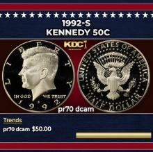 1992-s Proof Kennedy Half Dollar 50c pr70 dcam SEGS
