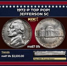 1972-p Jefferson Nickel TOP POP! 5c ms67 5fs SEGS