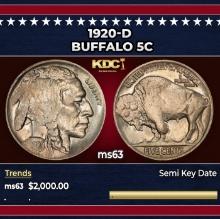 1920-d Buffalo Nickel 5c ms63 USCG