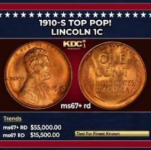 1910-s Lincoln Cent TOP POP! 1c ms67+ rd SEGS