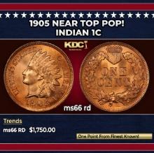 1905 Indian Cent Near Top Pop! 1c ms66 rd SEGS