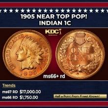 1905 Indian Cent Near Top Pop! 1c ms66+ rd SEGS