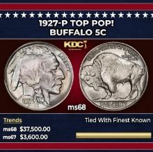 1927-p Buffalo Nickel TOP POP! 5c ms68 SEGS