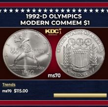 1992-d Olympics Modern Commem Dollar $1 ms70 SEGS