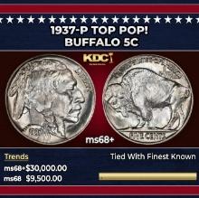1937-p Buffalo Nickel TOP POP! 5c ms68+ SEGS