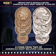 Indian Cent & Buffao Nickel "Americas Wild West Tribute" 6 Coin Set
