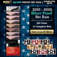 2010-2020 US Mint SILVER Proof Sets, 139 Coins Total, 11 Complete Sets Over 14oz Of Silver