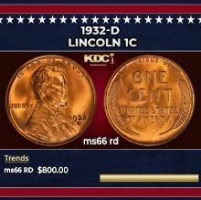1932-d Lincoln Cent 1c Grades ms66 rd