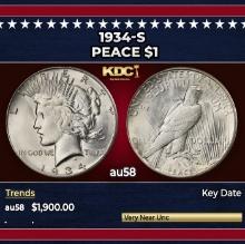 1934-s Peace Dollar $1 au58 SEGS