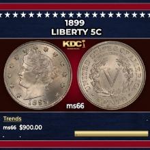 1899 Liberty Nickel 5c ms66 SEGS