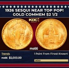 1926 Sesqui Gold Commem Near Top Pop! $2 1/2 ms66 SEGS