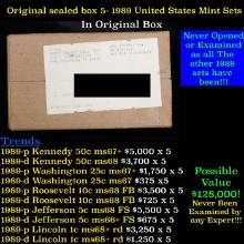 Original sealed box of 5x 1989 United States Mint Sets