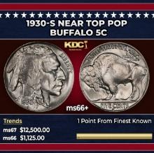 1930-s Buffalo Nickel Near Top Pop 5c ms66+ SEGS