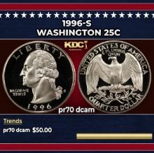 1996-s Proof Washington Quarter 25c pr70 dcam SEGS