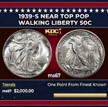 1939-s Walking Liberty Half Dollar Near Top Pop 50c ms67 SEGS