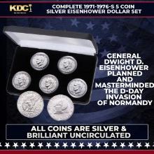 Complete 1971-1976-s 5 Coin Silver Eisenhower Dollar Set Uncirculated