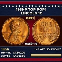 1931-p Lincoln Cent TOP POP! 1c ms67+ rd SEGS