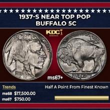 1937-s Buffalo Nickel Near Top Pop 5c ms67+ SEGS